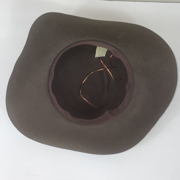 100% wool deep olive green wide brim hat women one size - Picture 6 of 8